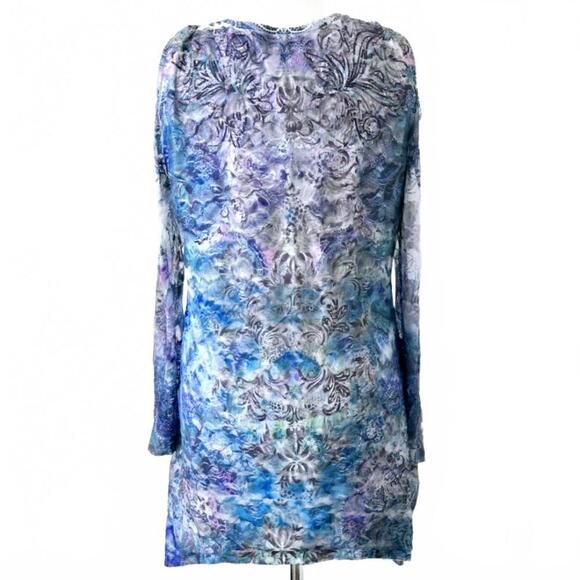 Belle Epoque Flowy Floral Lace Cold Shoulder Stretch Tunic Top Size XL - Picture 3 of 4